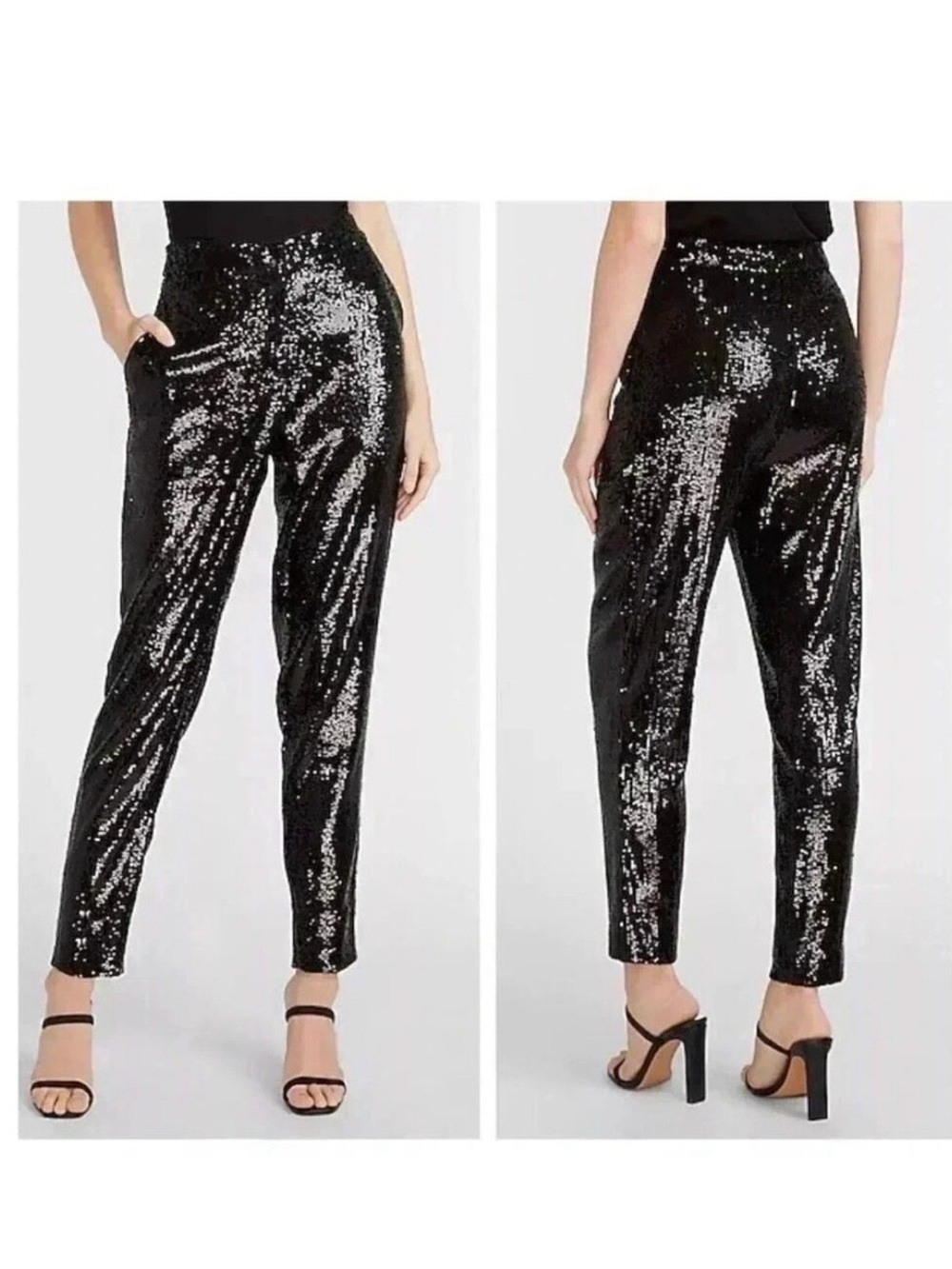 Express Ankle Length Black Sequin Pant NYE